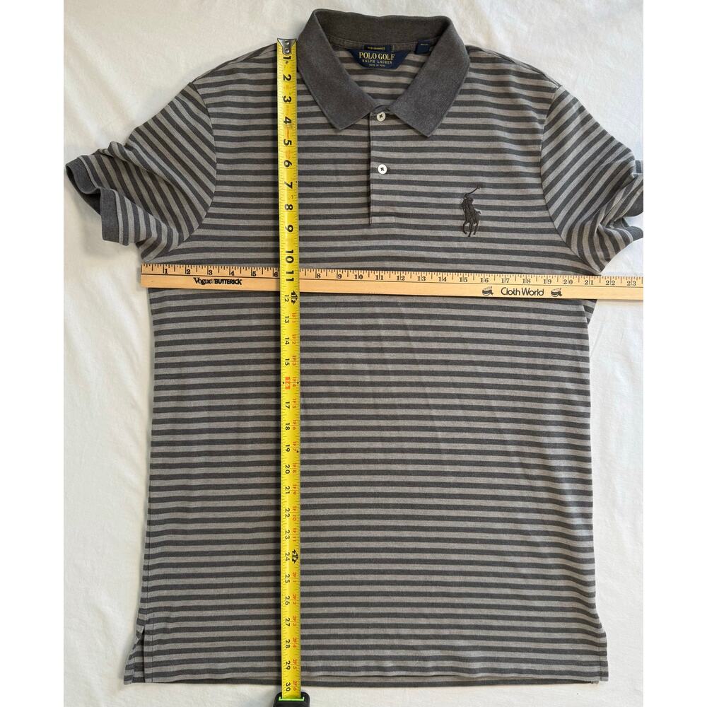 Polo Golf Ralph Lauren Shirt Size LARGE Gray Stripe Big Pony Pro Fit Mens Polo - Picture 7 of 9